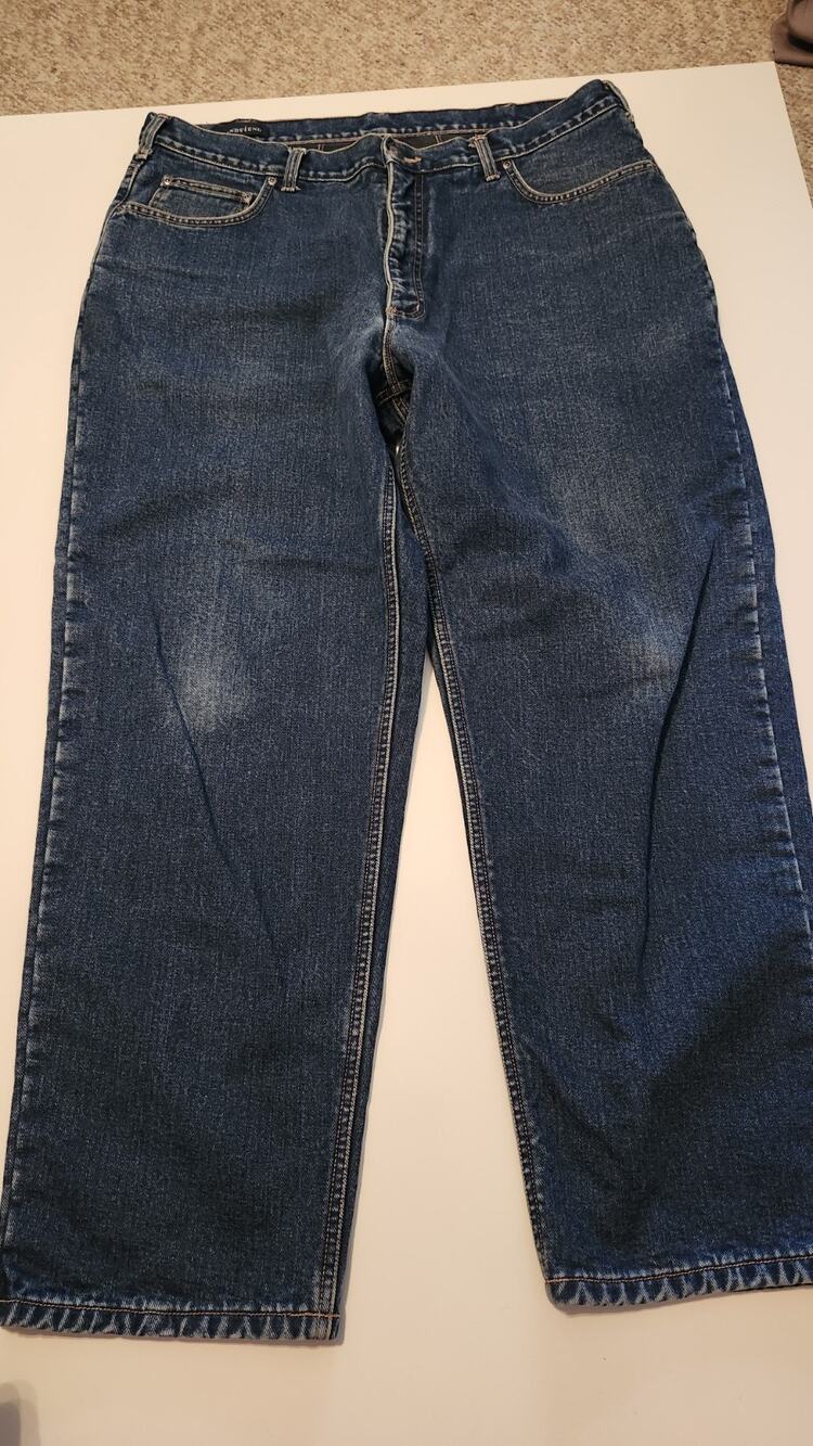 Lands' End Flannel Lined Jeans Men's 38x29 Dark Wash Straight Leg Plaid #451